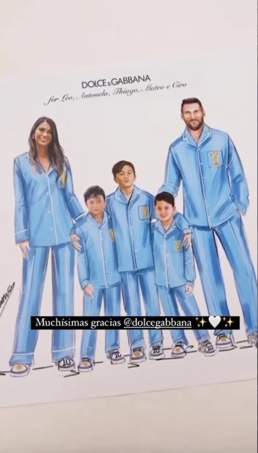 Los graciosos pijama que utiliza la familia Messi de Dolce & Gabbana.