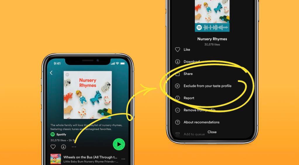 Spotify lanzó la función “excluir de tu perfil de gustos” para que ciertas canciones no sean consideradas para sugerirnos otras.