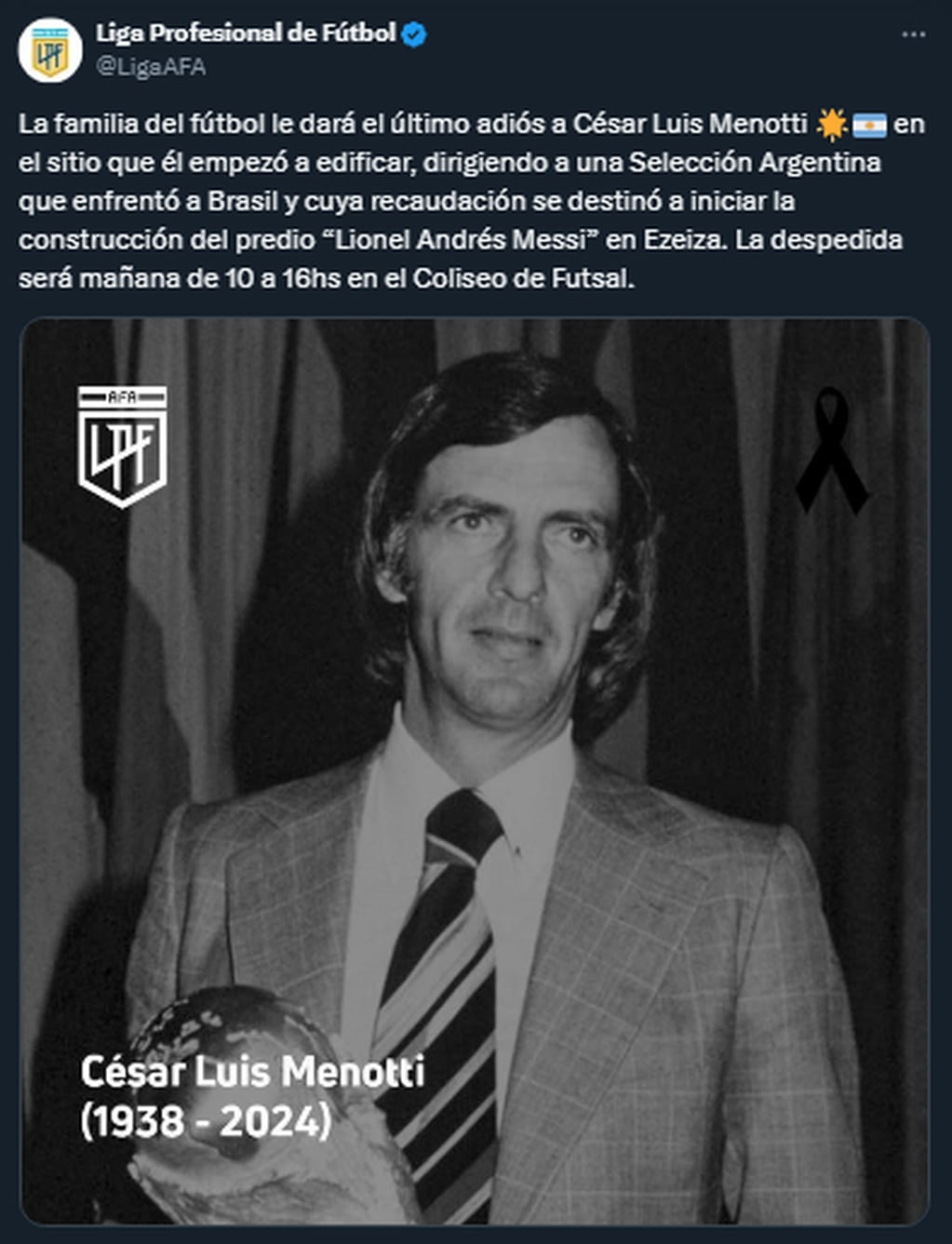 La despedida a César Luis Menotti