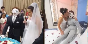Video insólito: una mujer se casa con un muñeco de trapo para poder mantener a su familia