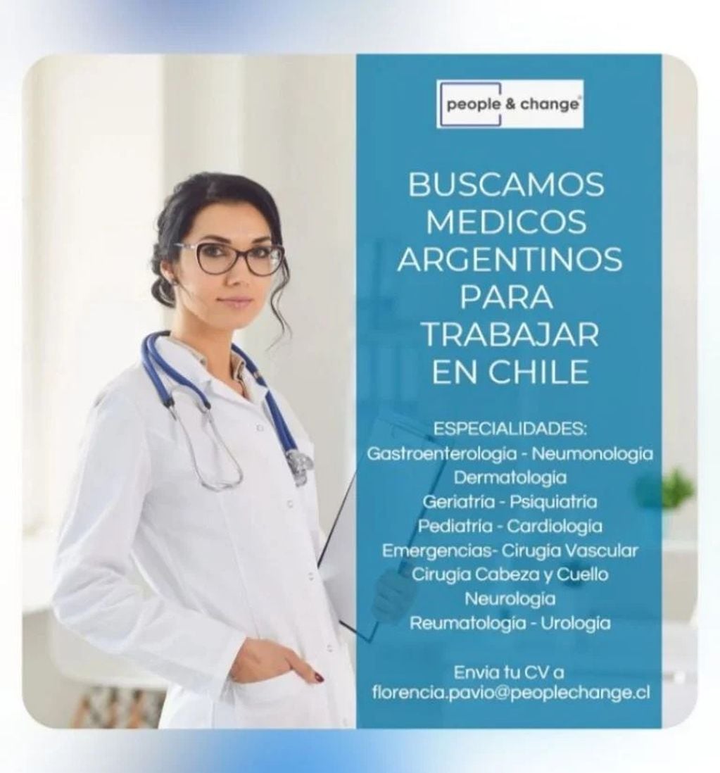 En Chile buscan médicos argentinos.