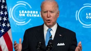 Joe Biden al hablar en la cumbre climática desde Washington. (AP/Evan Vucci)