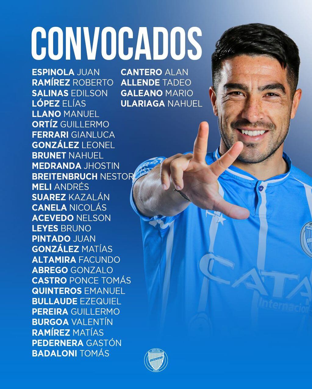Los jugadores convocados por Godoy Cruz para la gira que tendrá por Córdoba. / Gentileza.