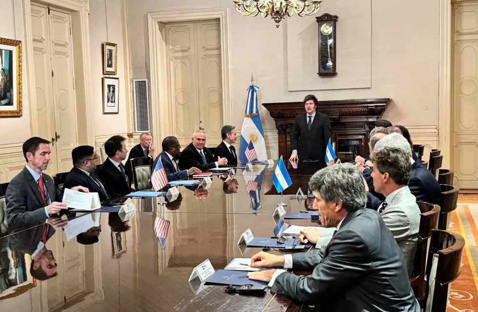 El Presidente Javier Milei recibió en la Casa Rosada al Secretario de Estado de los Estados Unidos de América, Antony Blinken, y su comitiva. (X)