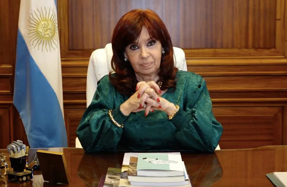 Cristina Kirchner en una conferencia vía zoom. (Foto: Prensa CFK)