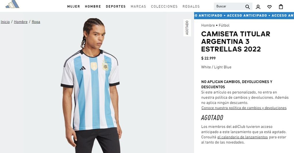 Camiseta de Argentina en Adidas $22.999