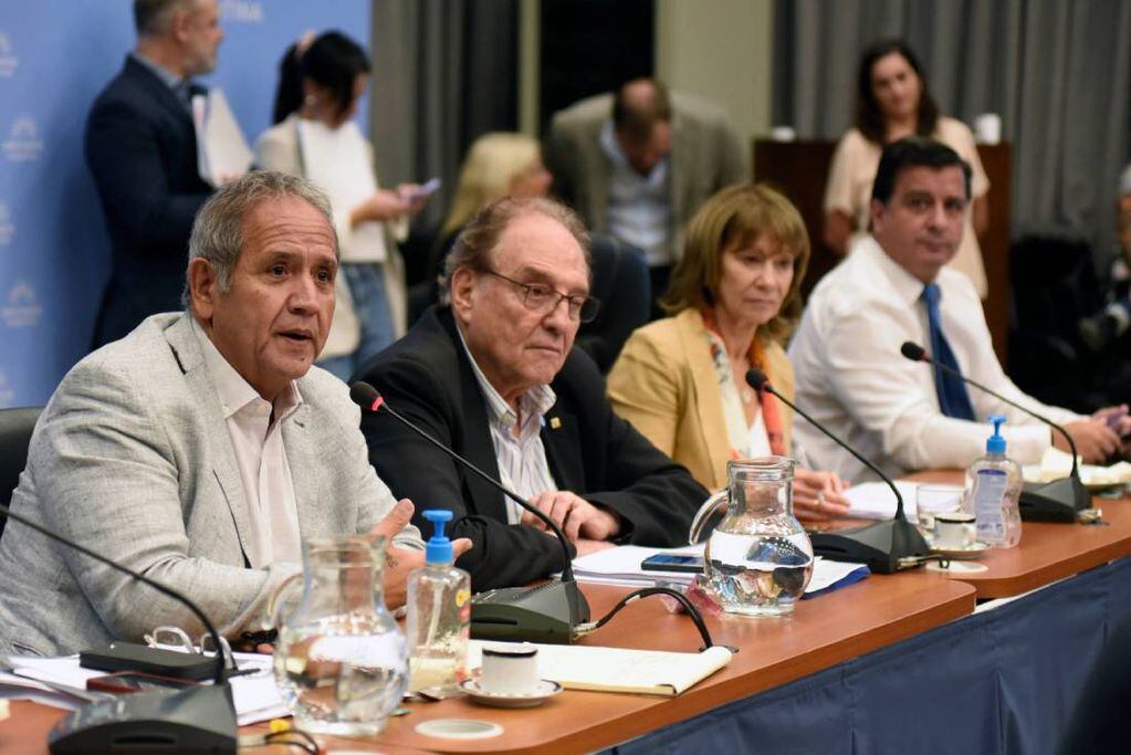 Los diputados Sergio Palazzo, Carlos Heller, Alicia Aparicio y Marcelo Casaretto, autoridades de las comisiones de Presupuesto y Finanzas (Foto: HCDN)