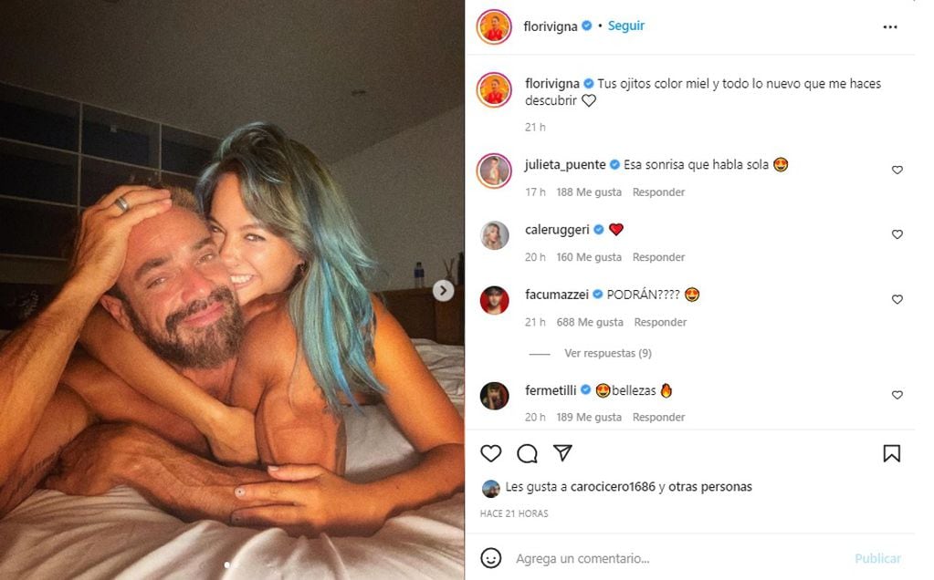 Sabrina Rojas reaccionó a una fotos íntimas y pícaras de Luciano Castro y Flor Vigna