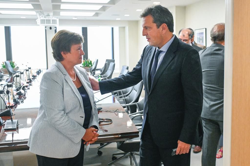 El ministro de Economía, Sergio Massa, se reunió con la titular del FMI, Kristalina Georgieva. Foto: Prensa Ministerio de Economía