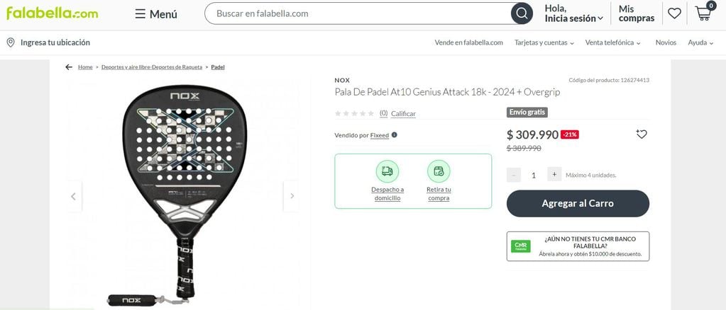 Este es el precio de la Nox que usa Agustín Tapia, en una tienda de Chile.