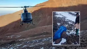 Rescataron con el helicóptero policial a una andinista accidentada en Potrerillos