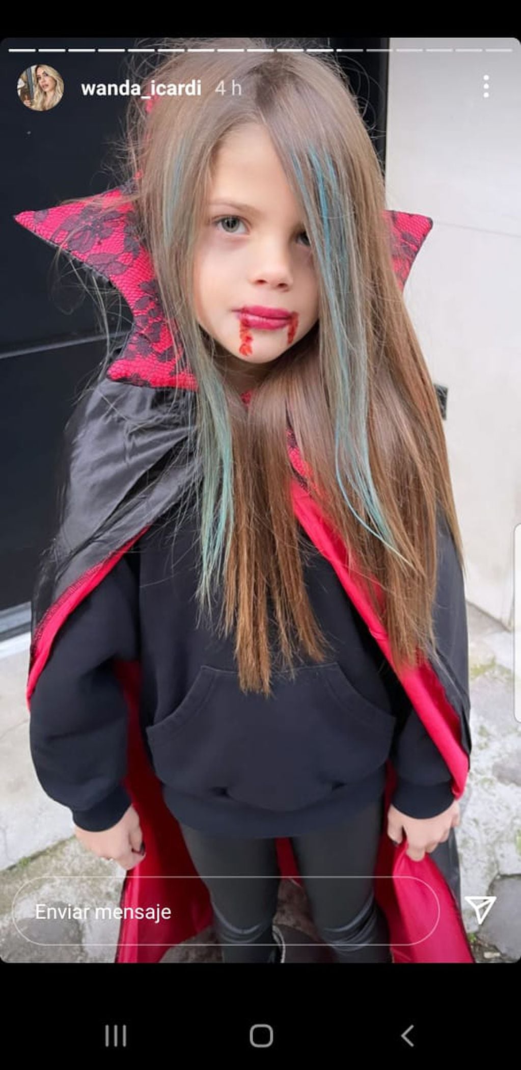 Francesca Icardi en su disfraz de Halloween.