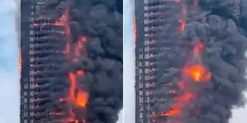 Se incendió una torre de más de 200 metros en China.