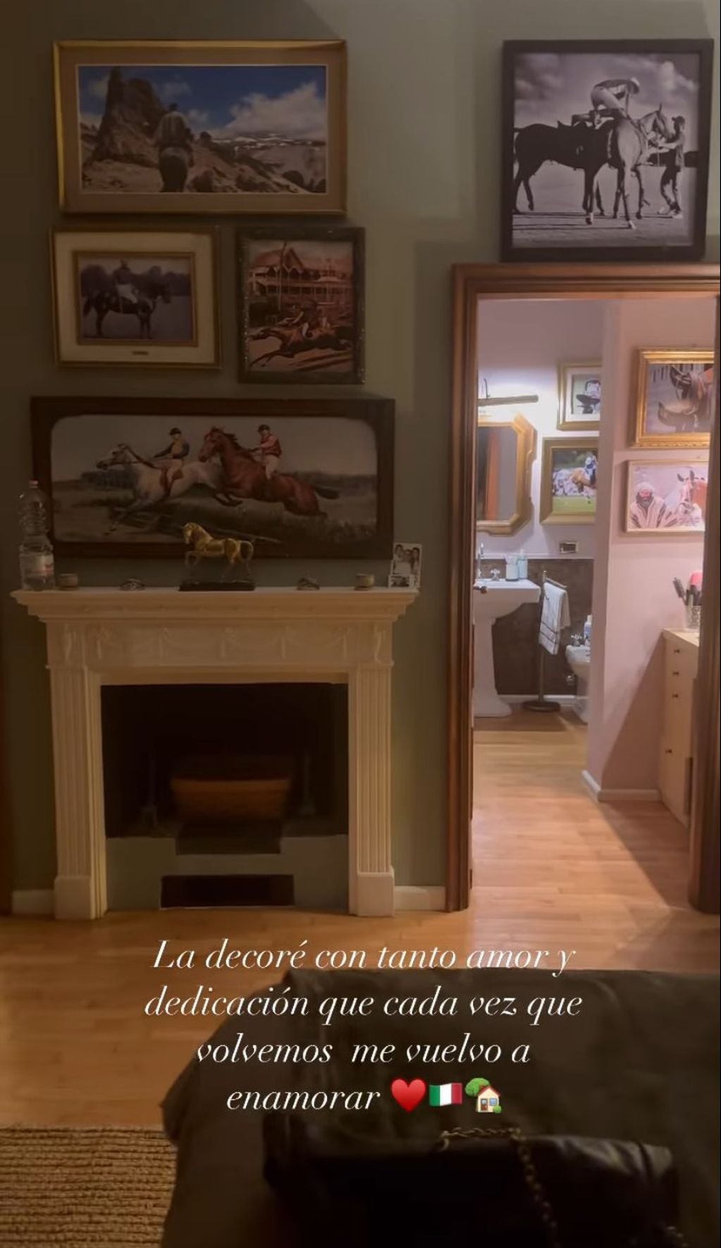 La habitación de Wanda Nara y Mauro Icardi de su casa de campo de Milán. Captura de historias.