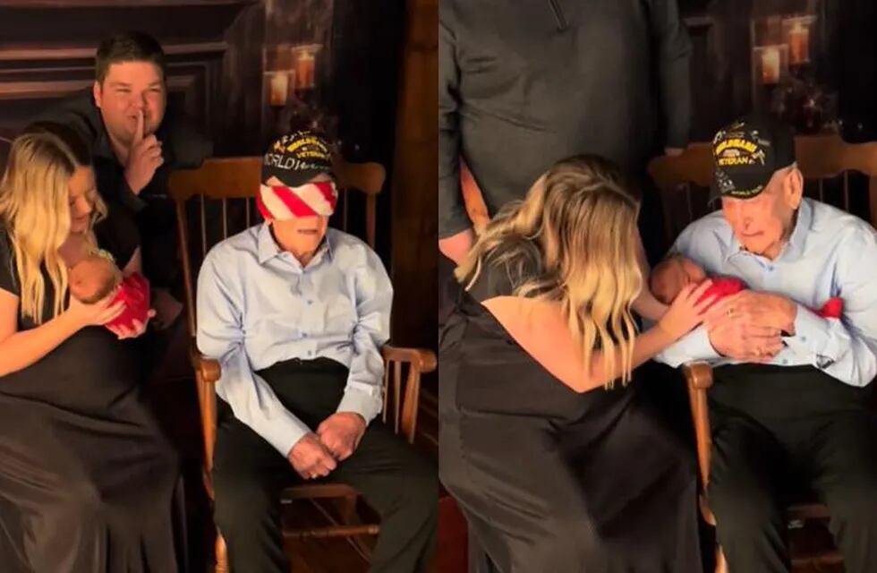 Un veterano de la Segunda Guerra Mundial conoció a su tataranieta y rompió en llanto. TikTok