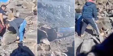 Impactante rescate de una nena atrapada tras el derrumbe de un cerro en Chos Malal, Neuquén