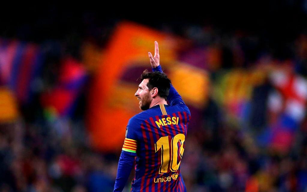 AP | 05/08/2021 @ 17:50  
FILE - In this April 16, 2019 file photo Barcelona forward Lionel Messi celebrates after scoring his side's second goal during the Champions League quarterfinal, second leg, soccer match between FC Barcelona and Manchester United at the Camp Nou stadium in Barcelona, Spain. (AP Photo/Manu Fernandez, File)
