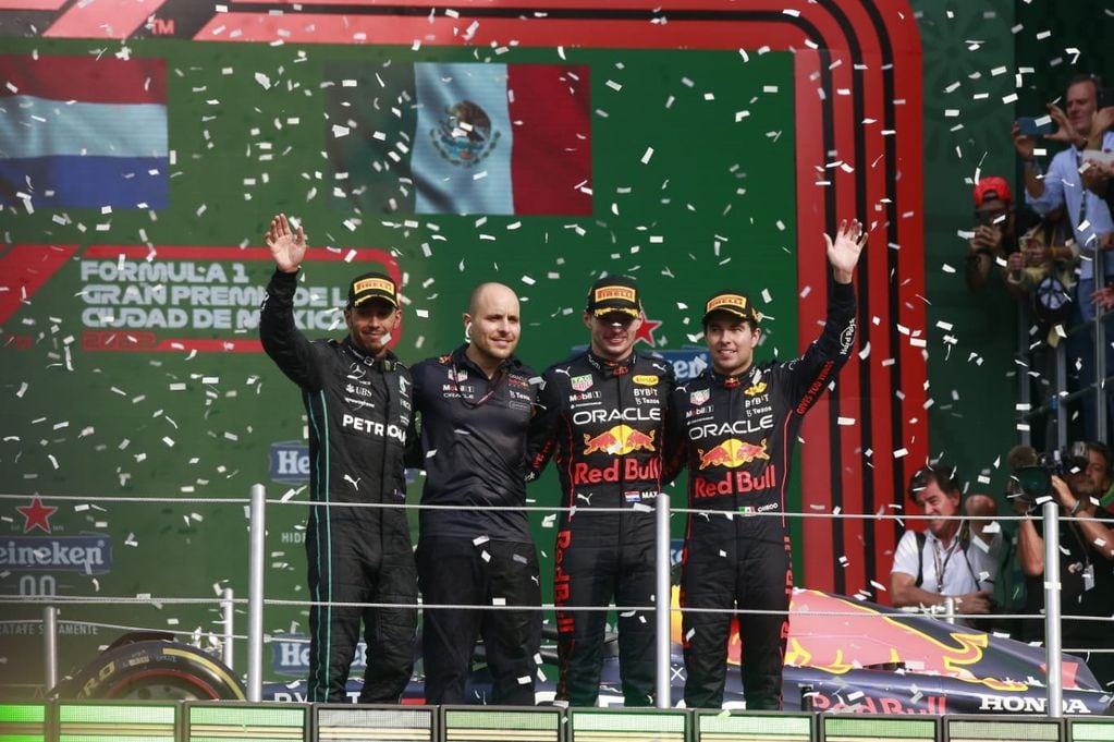 Max Verstappen ganó el gran premio de México por delante de Lewis Hamilton y Sergio Pérez / Gentileza.
