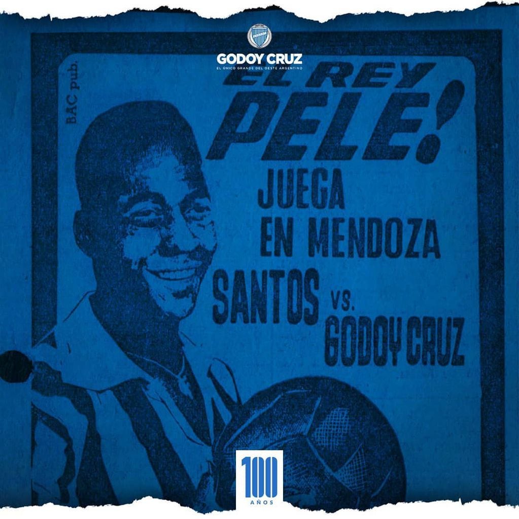 Pelé y el Santos de Brasil jugaron un amistoso con Godoy Cruz / Club Godoy Cruz.
