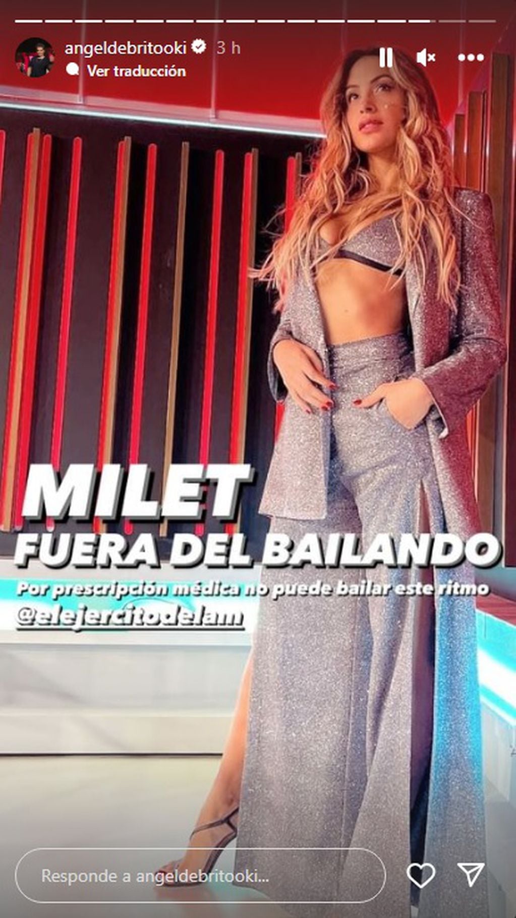 Milett Figueroa fuera del "Bailando". (Instagram Ángel De Brito)