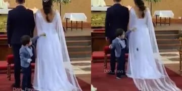 Un nene usó el vestido de una novia como rampa para jugar en la ceremonia y abrió un debate en las redes