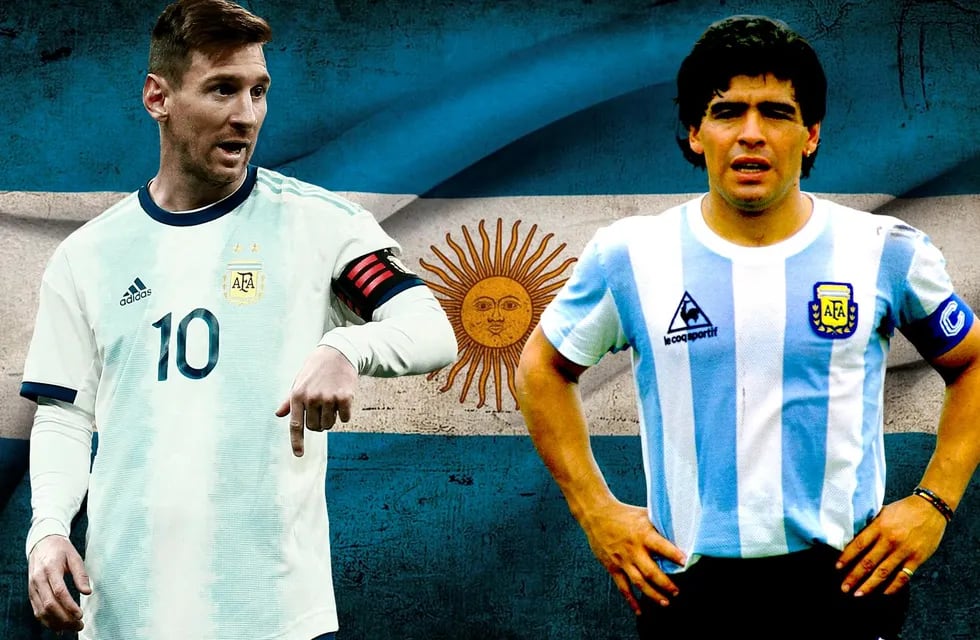 Leo Messi y Diego Maradona, máximas figuras del fútbol argentino en toda su historia.