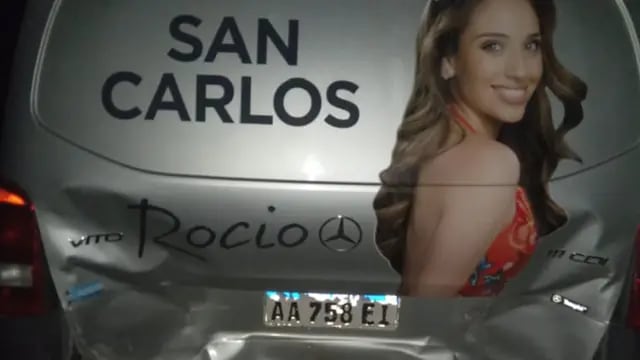Choque del vehículo oficial de Rocío Neila, Reina de la Vendimia de San Carlos 2024