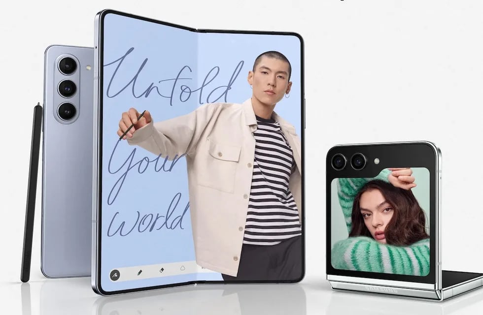 Samsung lanzó nuevos modelos de teléfonos plegables Galaxy Z Fold 5 y Galaxy Z Flip 5. Foto: Samsung