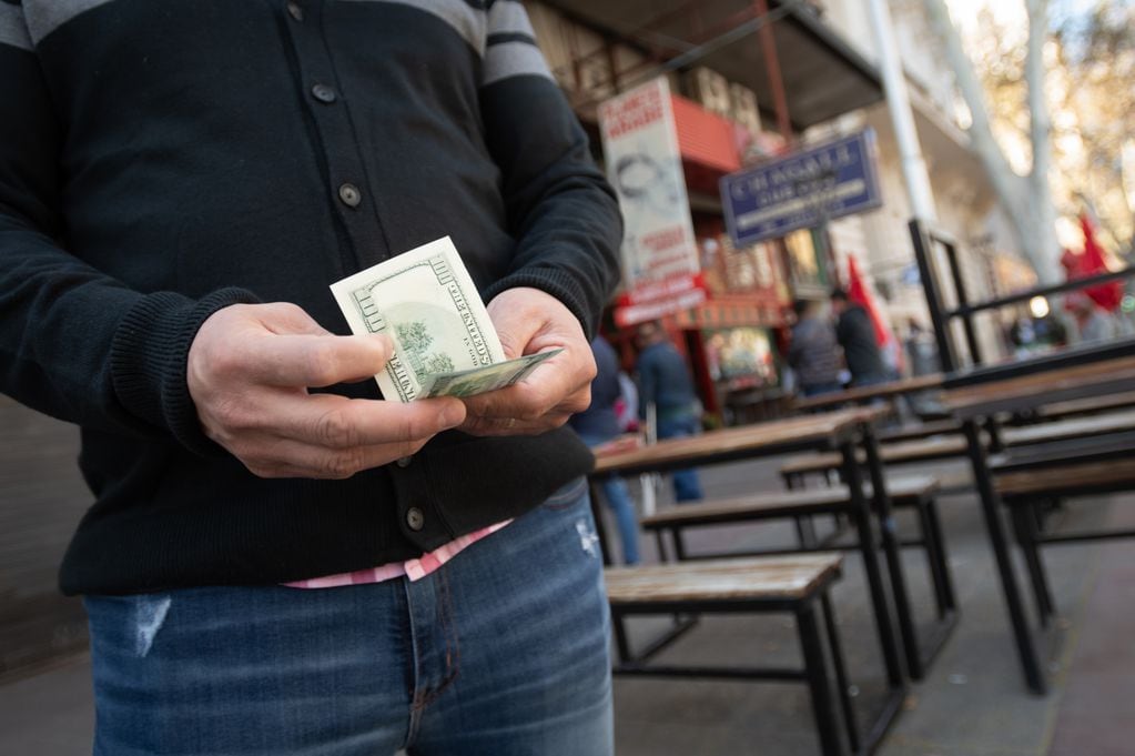 Arbolitos venden dólares en el centro de la Ciudad de Mendoza - Foto: Ignacio Blanco / Los Andes





