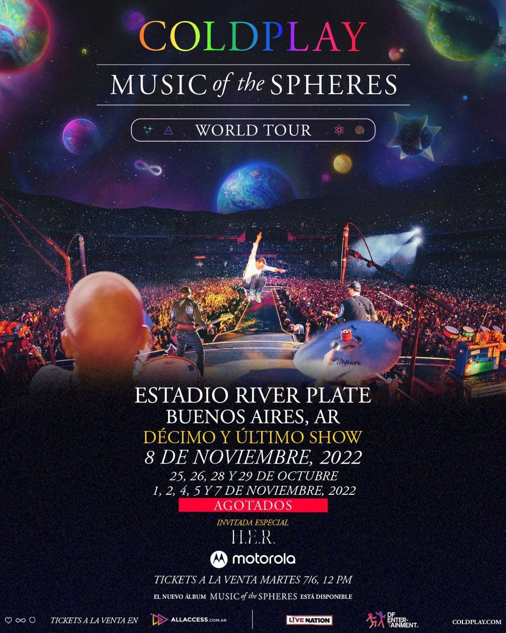 Coldplay, décimo y último show en Argentina 2022: 8 de noviembre (DF Entertainment)