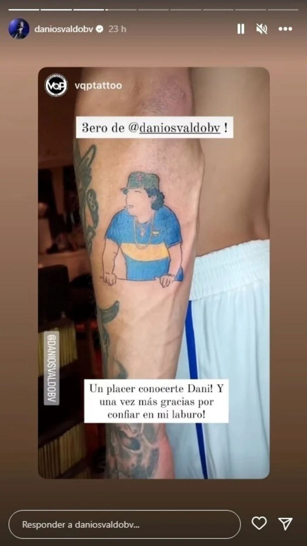 Los tatuajes que Daniel Osvaldo se hizo de Gianinna y Diego Maradona.