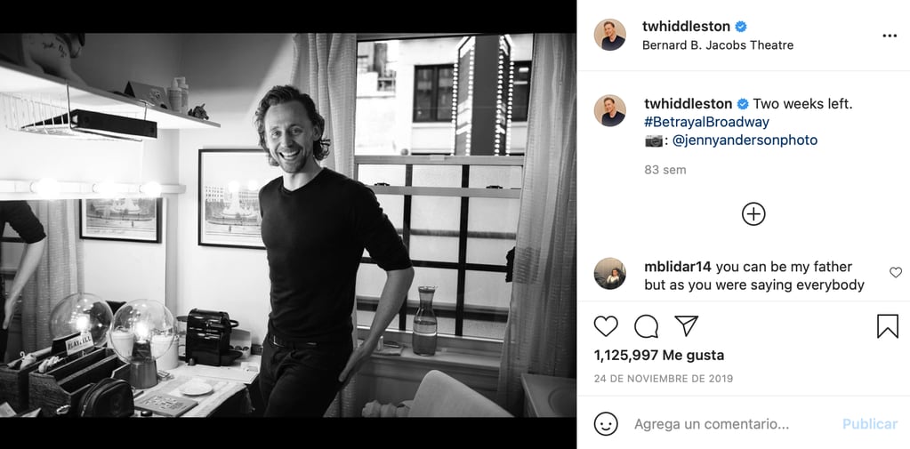 Tom Hiddleston Instagram.