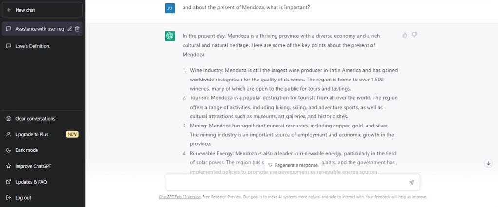 La inteligencia artificial de ChatGPT reveló lo que sabe de Mendoza y lo que piensa sobre su desarrollo económico.