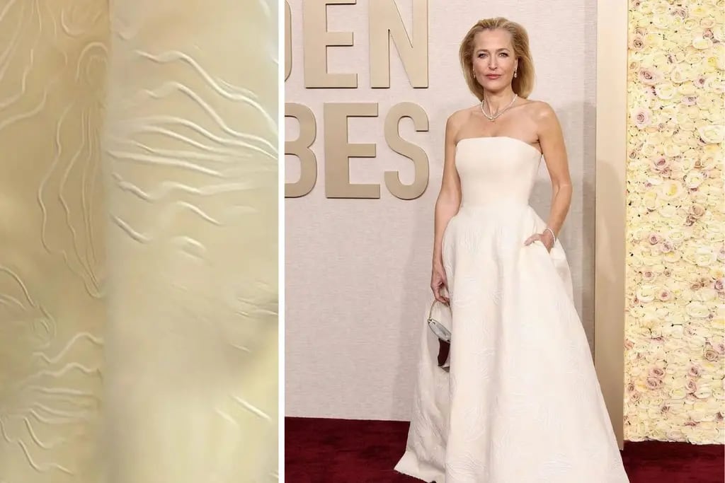 Gillian Anderson, protagonista de “Sex Education” usó un vestido con un bordado explícito en los Golden Globes