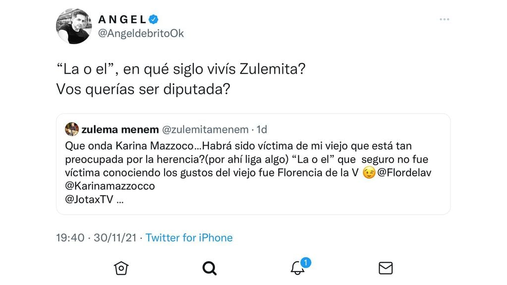 Zulemita Menem atacó a Flor de la V por su identidad de género.