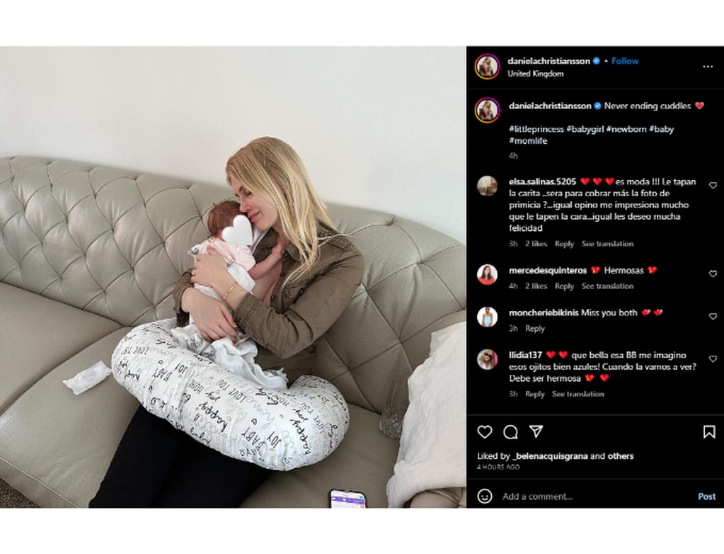 Una publicación reciente de Christiansson junto a su hija, Elle. Foto: Daniela Christiansson / Instagram