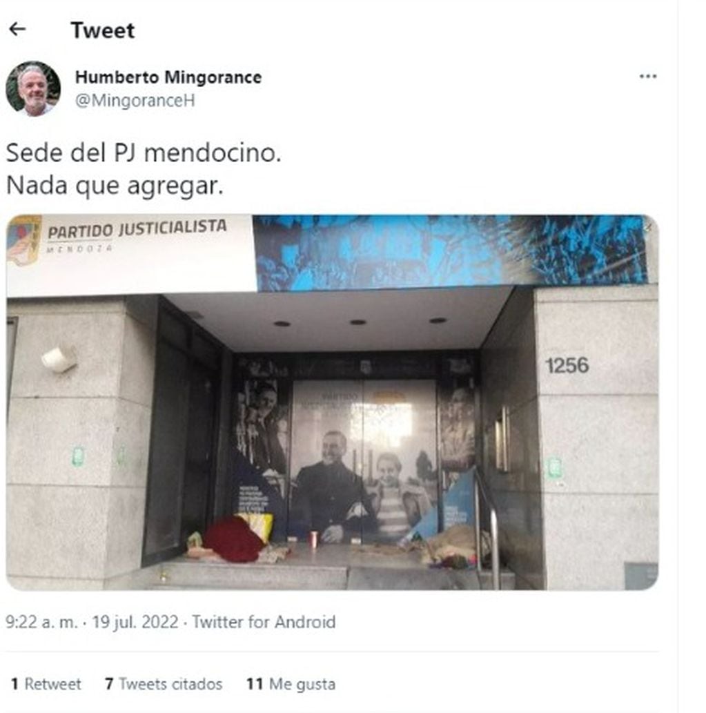 El tuit del secretario Humberto Mingorance