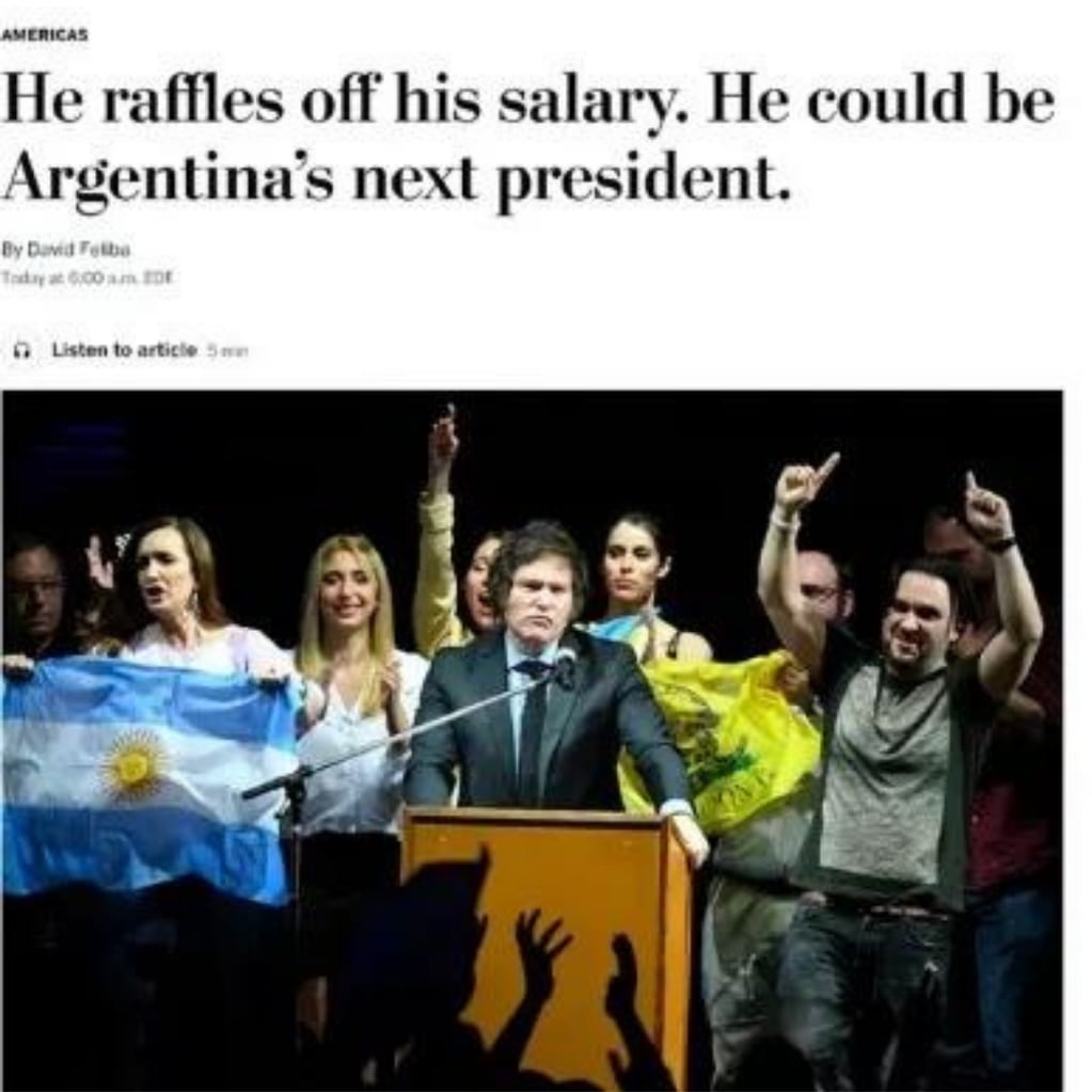 Según The Washington Post, Javier Milei podría ser el próximo presidente de Argentina.