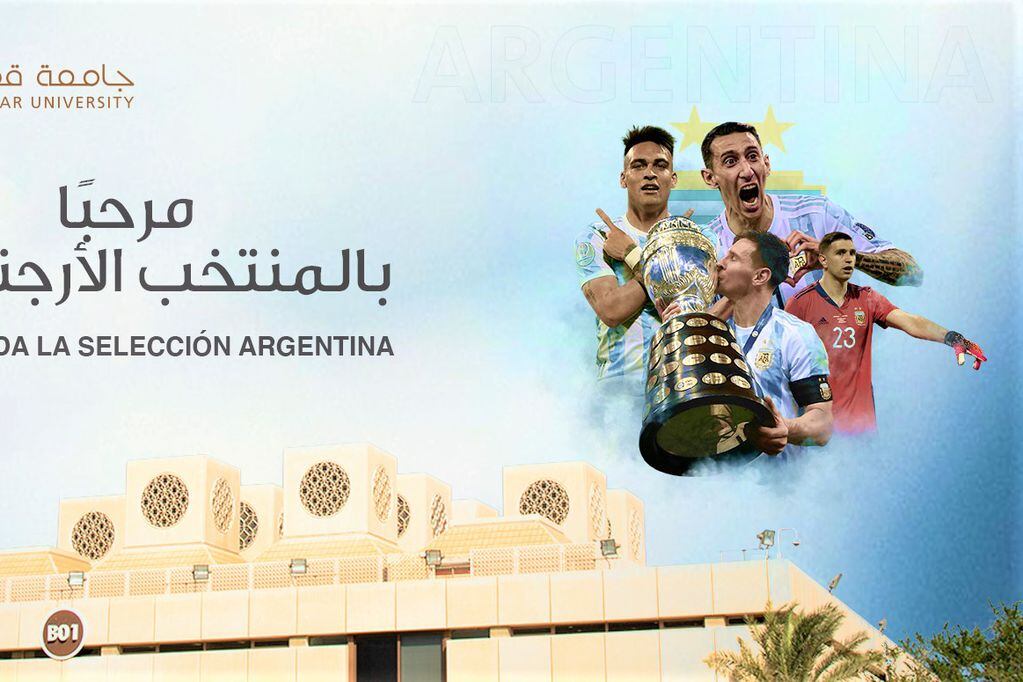 La Universidad de Qatar le dio la bienvenida a la Selección Argentina.