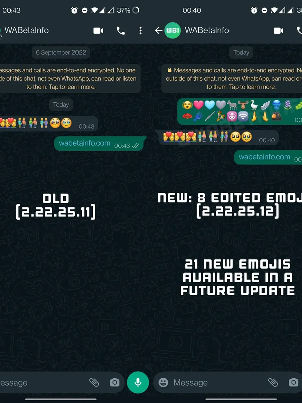 El sitio web oficial de la versión Beta mostró cómo lucirán los nuevos emojis. Foto: WABetaInfo