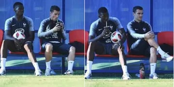 Los dos jugadores de Francia disfrutan de unos matecitos antes del ensayo previo a la final del domingo. 