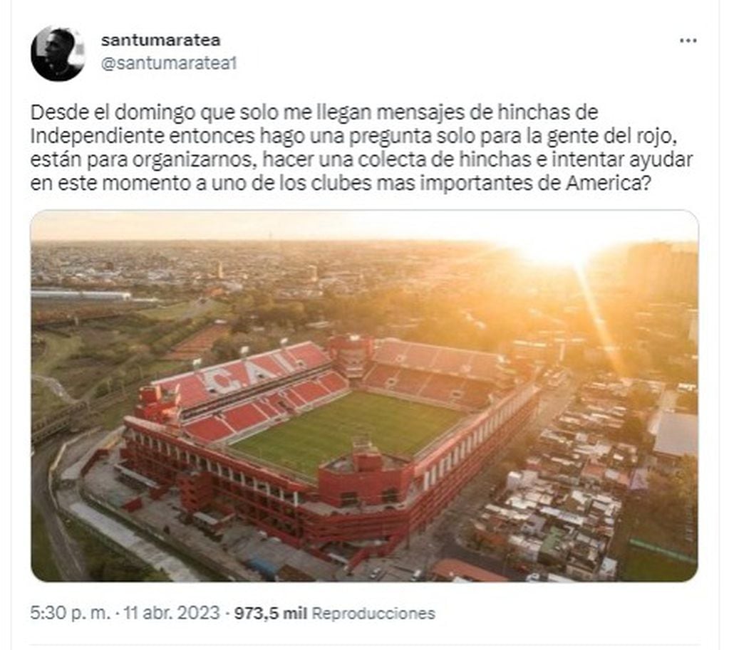 Santi Maratea propuso organizar una colecta para pagar la deuda del Club  Atlético Independiente - MMX