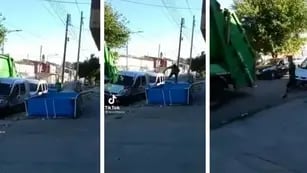 Video viral: un recolector no aguantó el calor y se bajó del camión para refrescarse en una pelopincho