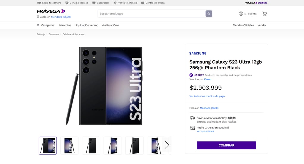Samsung Galaxy S23 Ultra, precio en Argentina.