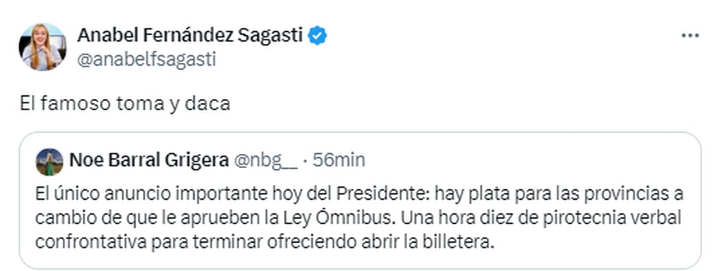 La senadora nacional Anabel Fernández Sagasti salió con los tapones de punta contra Javier Milei.