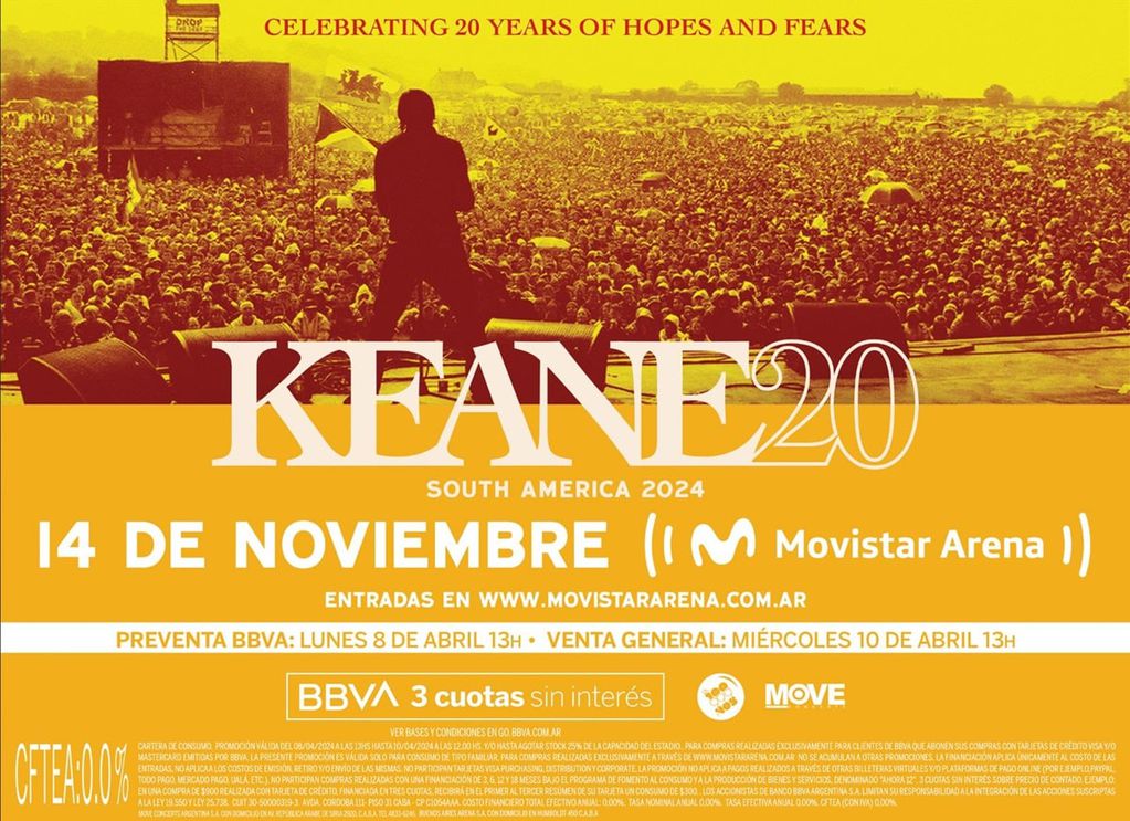 Keane regresa a Argentina en noviembre 2024
