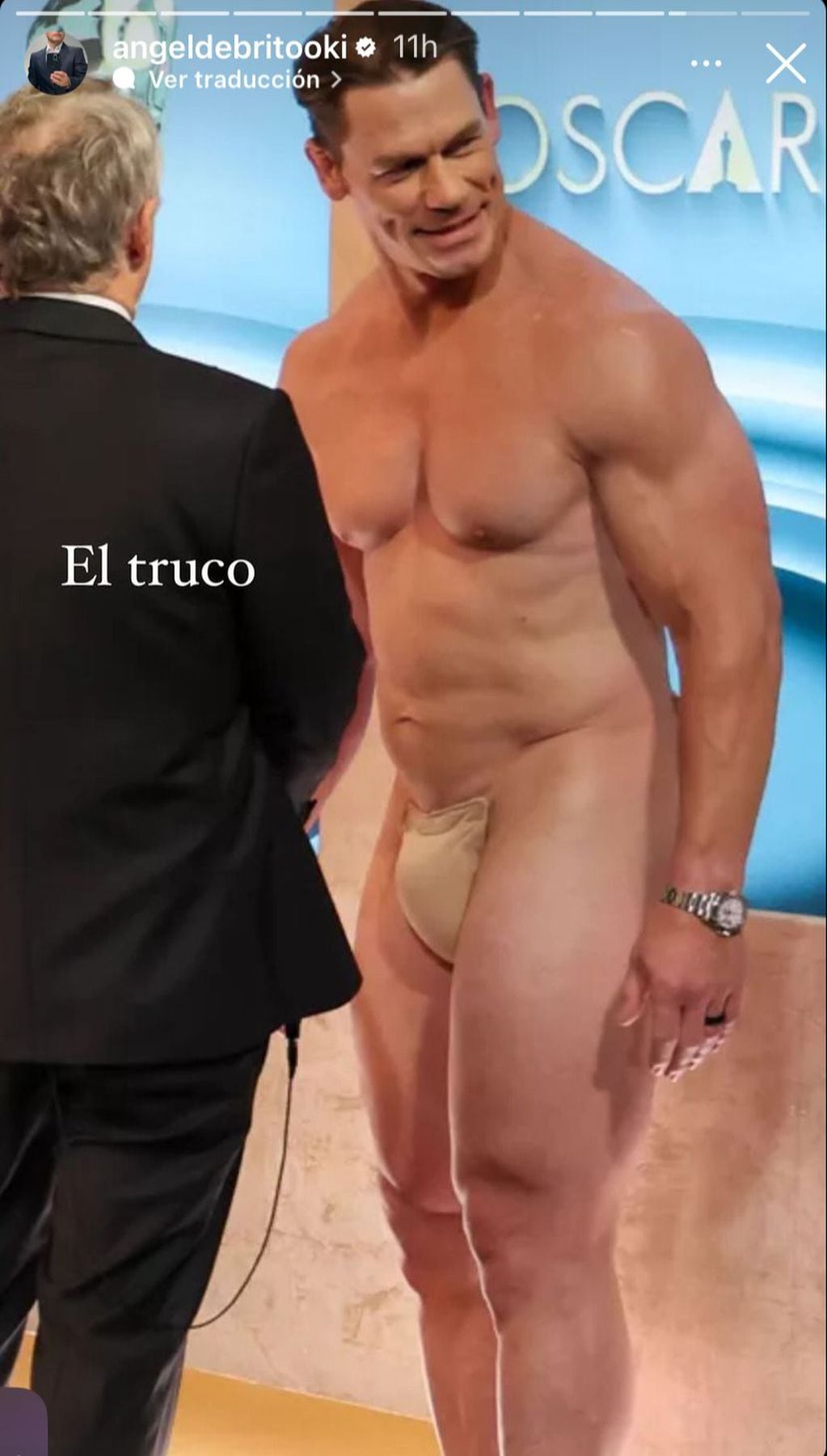 El desnudo de John Cena en los Premios Óscar 2024. Captura de pantalla.
