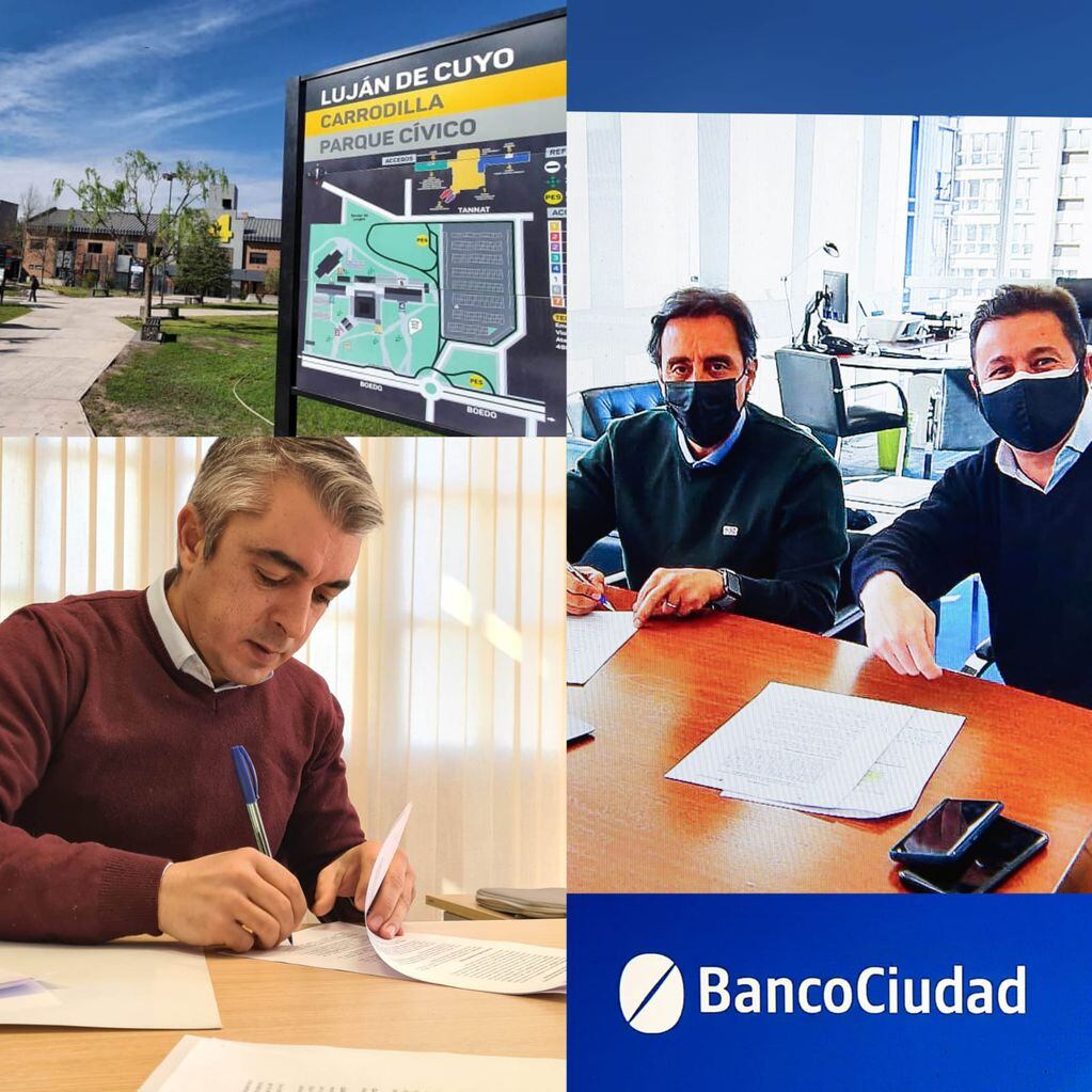 Firma del convenio marco entre el Banco Ciudad y la Municipalidad de Luján de Cuyo.