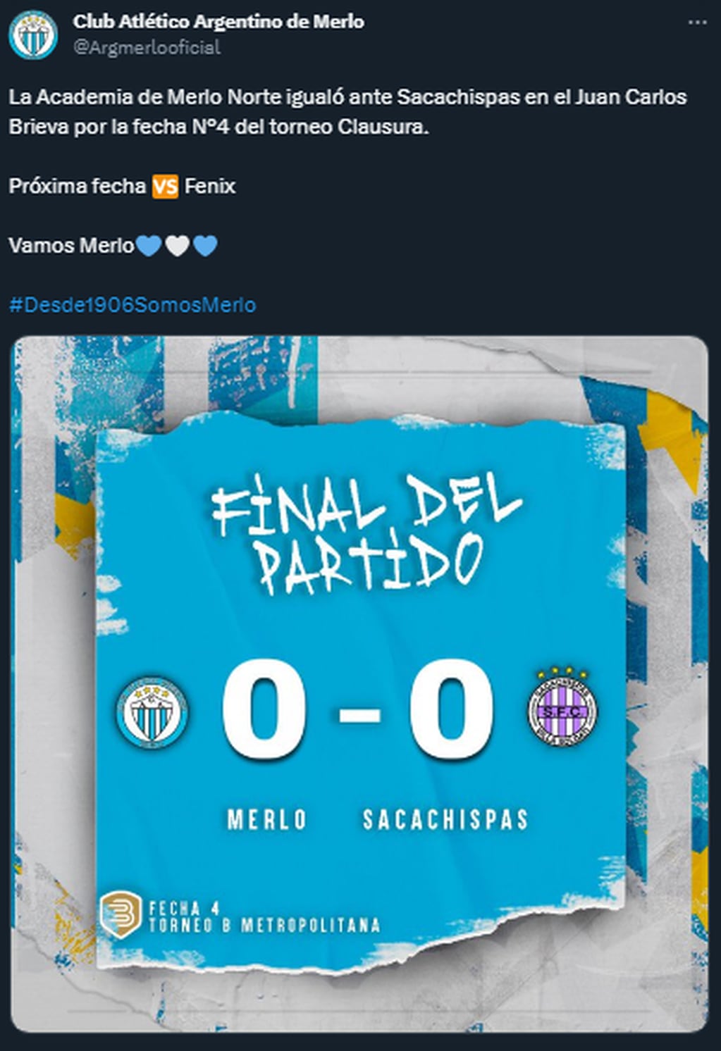 Argentino de Merlo igualó 0-0 ante Sacachispas