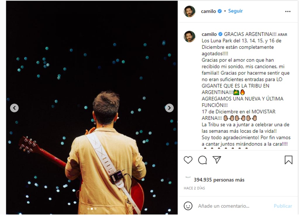 El artista anunció nueva fecha mediante un comunicado en Instagram.